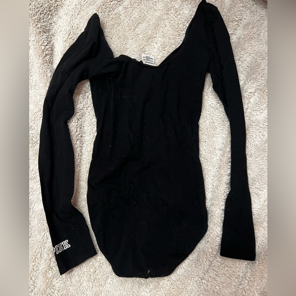 VS Pink Lace Up Detail on Front Bodysuit